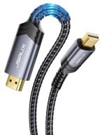 кабель mini displayport к hdmi длиной 10 футов, jsaux thunderbolt 2 к hdmi mini dp - fhd оплетенный нейлоном, с покрытием из золота - однонаправленный для mac/macbook air/pro, surface pro/dock, монитора, проектора и других устройств (серый) логотип