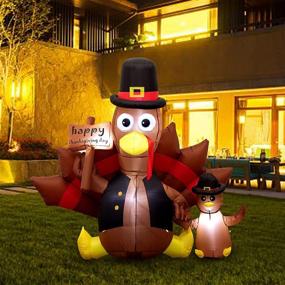 img 4 attached to Thanksgiving Inflatable Turkey Decoration - 6ft Blow Up Turkey with 🦃 LED Lights, Tie-Down Points, Built-in Fan for Outdoor, Yard, Garden, Lawn, Party