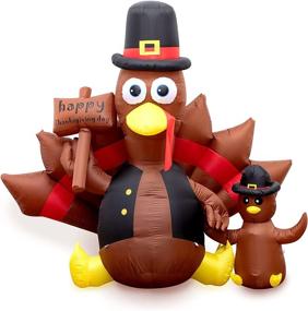 img 3 attached to Thanksgiving Inflatable Turkey Decoration - 6ft Blow Up Turkey with 🦃 LED Lights, Tie-Down Points, Built-in Fan for Outdoor, Yard, Garden, Lawn, Party