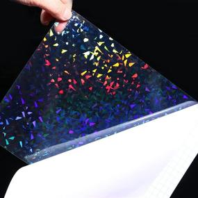 img 2 attached to Premium Cold Laminated Film Glitter Holographic Overlay | 25 Sheets 8.25x11.7 Inches | Broken Glass | Self Adhesive Film