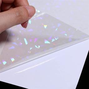 img 3 attached to Premium Cold Laminated Film Glitter Holographic Overlay | 25 Sheets 8.25x11.7 Inches | Broken Glass | Self Adhesive Film