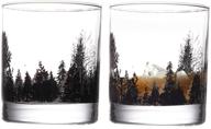 🥃 whiskey glass set of 2 - handmade forest landscape bourbon glasses, heavy base 11oz lead-free scotch tumblers by toowell logo