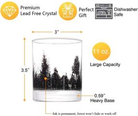 img 1 attached to 🥃 Whiskey Glass Set of 2 - Handmade Forest Landscape Bourbon Glasses, Heavy Base 11OZ Lead-Free Scotch Tumblers by TOOWELL