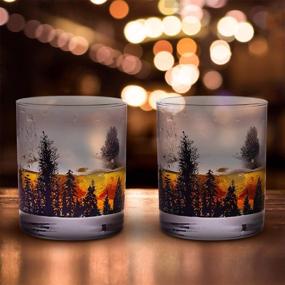 img 3 attached to 🥃 Whiskey Glass Set of 2 - Handmade Forest Landscape Bourbon Glasses, Heavy Base 11OZ Lead-Free Scotch Tumblers by TOOWELL