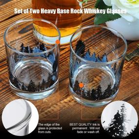 img 2 attached to 🥃 Whiskey Glass Set of 2 - Handmade Forest Landscape Bourbon Glasses, Heavy Base 11OZ Lead-Free Scotch Tumblers by TOOWELL