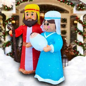 img 1 attached to 🎄 SEASONBLOW 6ft LED Inflatable Christmas Jesus Family Decoration - Perfect for Yard, Lawn, Garden, Home Party, Indoor & Outdoor Celebrations