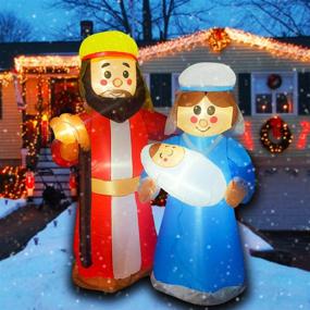 img 3 attached to 🎄 SEASONBLOW 6ft LED Inflatable Christmas Jesus Family Decoration - Perfect for Yard, Lawn, Garden, Home Party, Indoor & Outdoor Celebrations