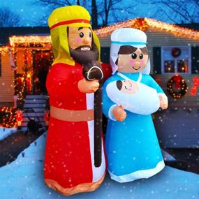 img 2 attached to 🎄 SEASONBLOW 6ft LED Inflatable Christmas Jesus Family Decoration - Perfect for Yard, Lawn, Garden, Home Party, Indoor & Outdoor Celebrations