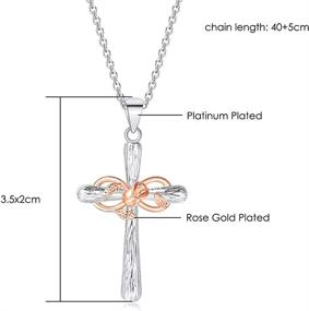 img 3 attached to Christian Cross Flower Pendant Necklace in Silver Rose Gold Plating - Exquisite Religious Prayer Pendant for Church & Faith