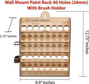 img 3 attached to 🖌️ USA-Made VeeDoo Wooden Wall Mount Paint Organizer Stand with Brush Holder - Pigment Ink Bottle & Paints Tool Storage Rack (26mm Holes, Space Saving)