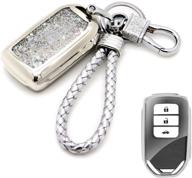 senauto quicksand full protect key fob cover for honda civic accord crv hrv pilot odyssey (silver) logo