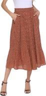 parabler women's polka dot pleated midi skirt with high waist, swing style and convenient pockets logo