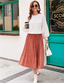 img 2 attached to Parabler Women's Polka Dot Pleated Midi Skirt with High Waist, Swing Style and Convenient Pockets