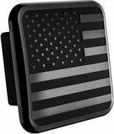 american black metal flag trailer hitch cover - patriotic flag plug (black logo