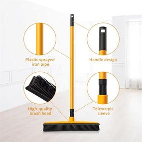 img 2 attached to 🧹 Pet Hair Removal Broom for Carpet - PARMARDO Cleaning Broom with Squeegee for Dogs and Cats - Soft Rubber Broom for Hardwood Floors, Tiles, and Window Cleaning