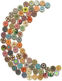 img 4 attached to 🌸 BANO 100 Pieces Cute Large Decorative Buttons for Sewing and Crafts - Floral Wooden Assorted Buttons - ¾ inch / 20mm Sewing Buttons