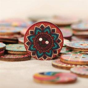 img 1 attached to 🌸 BANO 100 Pieces Cute Large Decorative Buttons for Sewing and Crafts - Floral Wooden Assorted Buttons - ¾ inch / 20mm Sewing Buttons