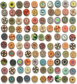 img 3 attached to 🌸 BANO 100 Pieces Cute Large Decorative Buttons for Sewing and Crafts - Floral Wooden Assorted Buttons - ¾ inch / 20mm Sewing Buttons