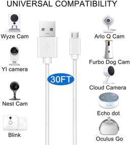 img 1 attached to 🔌 Удлинитель питания длиной 30 футов для Wyze Cam / Wyze Cam Pan, Blink XT Cam - улучшенное решение для зарядки у домашних камер безопасности