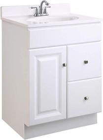 img 4 attached to 🚽 597161 Wyndham Unassembled Bathroom Vanity Cabinet without Top, 24x18, 1 Door, 2 Drawer, White by Design House