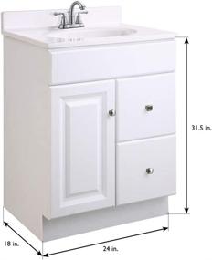 img 1 attached to 🚽 597161 Wyndham Unassembled Bathroom Vanity Cabinet without Top, 24x18, 1 Door, 2 Drawer, White by Design House