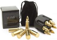 premium gold stainless steel whiskey stones bullets - set of 6 realistic revolver freezer base holder included logo