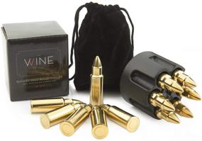 img 4 attached to Premium Gold Stainless Steel Whiskey Stones Bullets - Set of 6 Realistic Revolver Freezer Base Holder Included