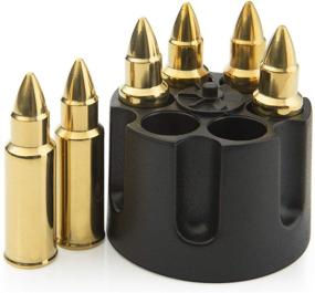 img 2 attached to Premium Gold Stainless Steel Whiskey Stones Bullets - Set of 6 Realistic Revolver Freezer Base Holder Included