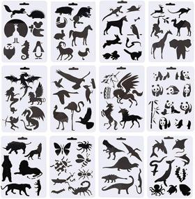 img 4 attached to 🎨 Qiyana 12-Piece Plastic Stencil Set - 8.2x11.6 Inches Craft Stencils for Kids, Journaling, Educational Toys - Love Patterns, Painting, Journal Stencils for Children, People, Plants, Animals