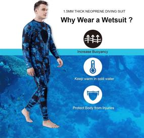 img 1 attached to 🤿 Homruilink Men's Spearfishing Wetsuits - Camouflage Neoprene Diving Suit, 1.5MM One Piece/Two-Pieces Hooded Snorkeling Suit for Freediving & Snorkeling - Full Wetsuit