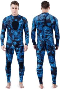 img 4 attached to 🤿 Homruilink Men's Spearfishing Wetsuits - Camouflage Neoprene Diving Suit, 1.5MM One Piece/Two-Pieces Hooded Snorkeling Suit for Freediving & Snorkeling - Full Wetsuit