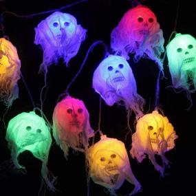 img 2 attached to 🎃 Spooky Delight: Brwoynn 10ft Halloween Skull String Light – Perfect Decor for Indoor/Outdoor Halloween Party!