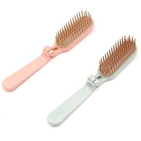 img 1 attached to 💆 Folding Hair Combs Hair Brush - Compact and Portable Travel Combs - 2 Pack (Blue & Pink)