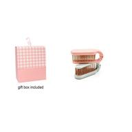 💆 folding hair combs hair brush - compact and portable travel combs - 2 pack (blue & pink) logo