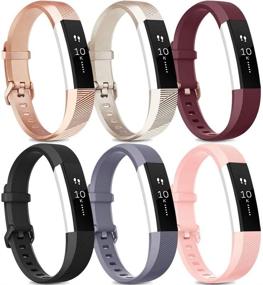 img 4 attached to 👩 [Упаковка 6] Совместимые браслеты Fitbit Alta HR для мужчин и женщин, мягкие силиконовые заменяемые спортивные браслеты для Fitbit Alta и Fitbit Alta HR (Малый размер, розовое золото, золото, бордовый, черный, серый, розовый)