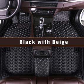 img 4 attached to Custom Fitted For Audi S5 Coupe 2009-2016 Car Floor Mats Full Covered Leather Front And Rear All Weather Floor Mat Black With Beige