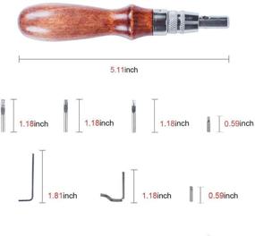 img 1 attached to HYWA Professional Multi-functional Wood Hand Leather Edge Stitching Groover Slotting 7 in 1 Steel Leathercraft & Creasing Beveler Tool: Adjustable Sets Kits for Crease Carving and Cutting (Brown)