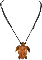 exquisite bluerica hand carved wood sea turtle pendant: adjustable black rope cord necklace logo