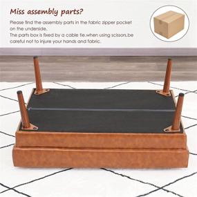 img 2 attached to Vonanda Mid-Century Ottoman Bench, Rectangle Ottoman with Metal 🛋️ Legs for Bedroom and Living Room, 34-inch Wide, Caramel Color