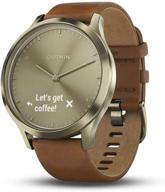 renewed garmin vívomove hr hybrid smartwatch for men and women - small/medium size, gold leather band logo
