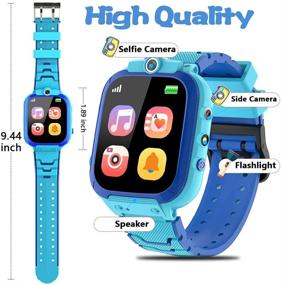 img 3 attached to Blue Kids Smart Game Watch for Boys and Girls with Touch Screen, 14 Puzzle Games, Music Player, Dual Camera, Video Recording, 12/24 hr Time Display, Pedometer, Alarm Clock, Calculator, Flashlight - Ideal Birthday Learning Toy