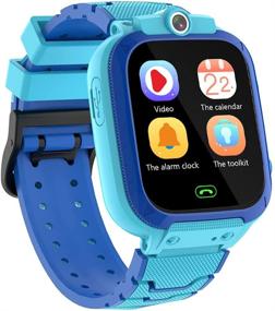 img 4 attached to Blue Kids Smart Game Watch for Boys and Girls with Touch Screen, 14 Puzzle Games, Music Player, Dual Camera, Video Recording, 12/24 hr Time Display, Pedometer, Alarm Clock, Calculator, Flashlight - Ideal Birthday Learning Toy