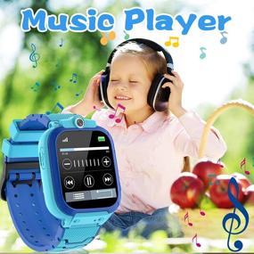 img 1 attached to Blue Kids Smart Game Watch for Boys and Girls with Touch Screen, 14 Puzzle Games, Music Player, Dual Camera, Video Recording, 12/24 hr Time Display, Pedometer, Alarm Clock, Calculator, Flashlight - Ideal Birthday Learning Toy