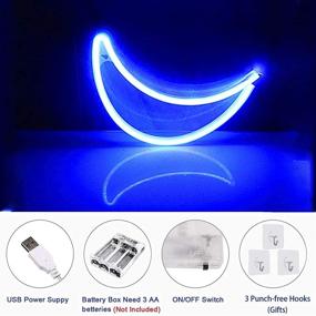 img 2 attached to 🌟 3-Pack Star Moon Planet Neon Lights, USB/Battery Operated LED Signs for Wall Decor in Bedroom, Christmas & Birthday Decorative Neon Light Sign for Living Room, Girls & Kids Room