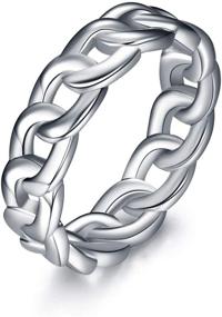 img 4 attached to 💍 SEO-Optimized Stainless Steel Cuban Knot Link Wedding Eternity Band Ring for Women Girls Unisex Men Boys