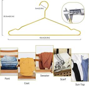 img 1 attached to 🌿 Pack of 10 Nature Smile 17" Shiny Gold Metal Clothes Hangers with Big Notches - Optimized for SEO