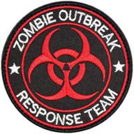 🧟 biohazard embroidered applique zombie outbreak response team patch - resident evil patch tactical patch with hook&amp;loop (black+red) logo