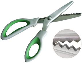 img 3 attached to 🔪 NEJLSD Ultra Sharp Pinking Shears for Fabric with Comfort Grips - Zig Zag Cut Sewing Scissors, Professional Handheld Dressmaking Pinking Shears, Green