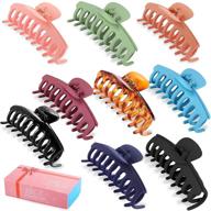 💇 9 pcs large hair claw clips for thick hair - strong hold hair clips for women - stylish barrettes in 9 colors - fashion hair styling accessories logo