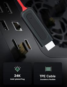 img 3 attached to 🍎 [Сертифицировано Apple MFi] Кабель-адаптер Lightning в HDMI - esbeecables Золотистый разъем Lightning Digital AV адаптер для 4K HDTV, коннектор Sync Screen Converter для iPhone, iPad и iPod на телевизоре, мониторе, проекторе - 6.6 футов